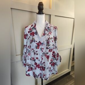 by & by Floral Blouse with 3/4 Length Sleves